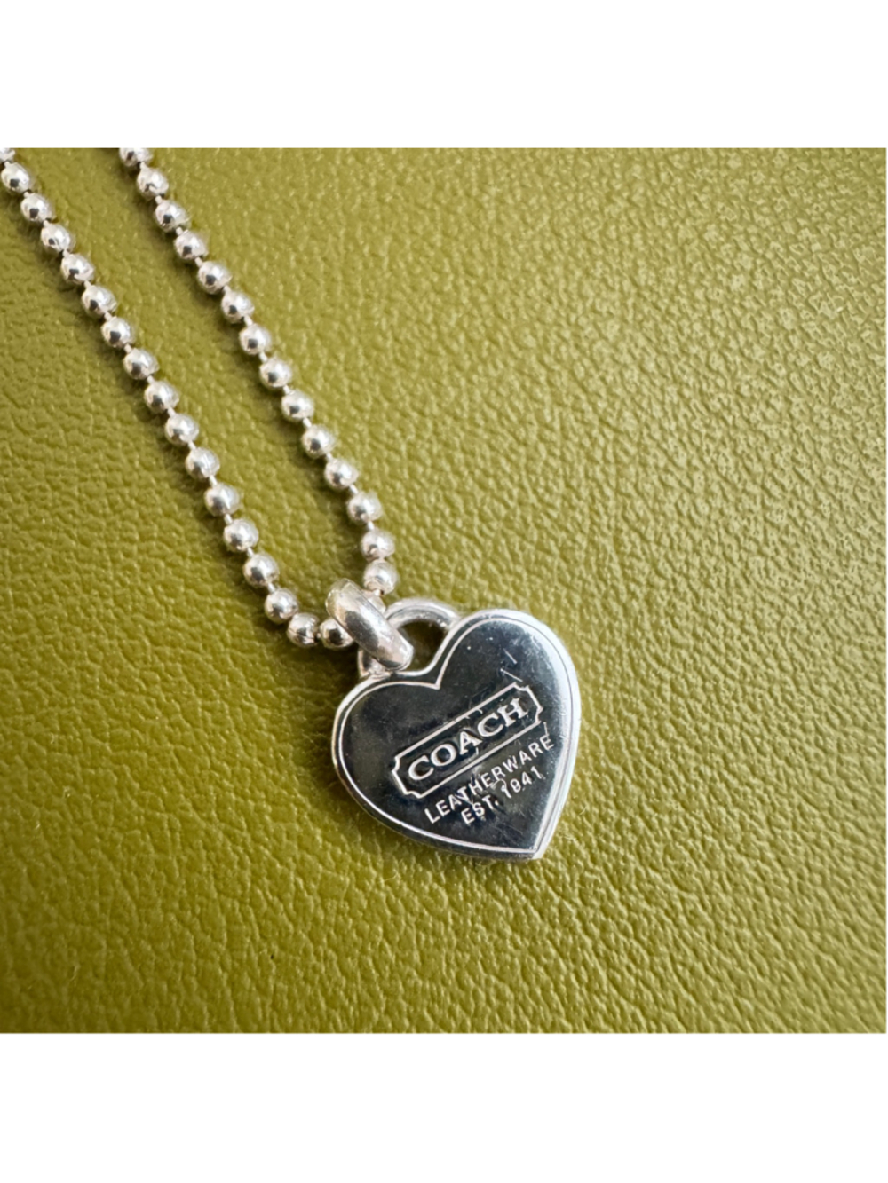 Sterling Silver COACH Heart Necklace with Ball Chain